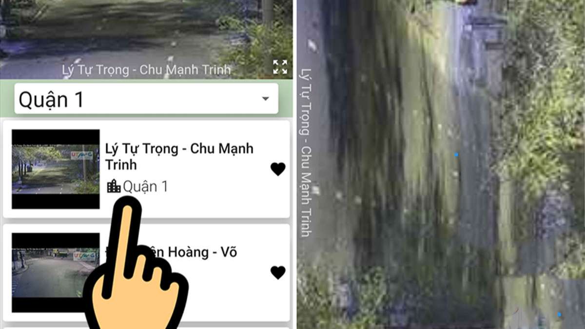 Nhấn vào camera bạn muốn xem để xem trực tiếp camera giao thông