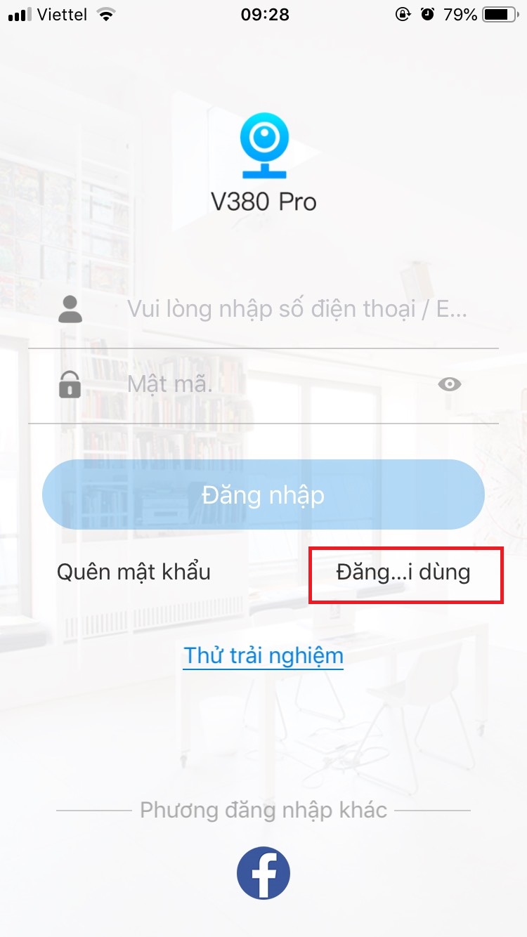 chọn mục Đăng ký
