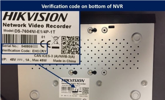 Lấy mã xác thực trên tem dán đầu ghi camera Hikvision