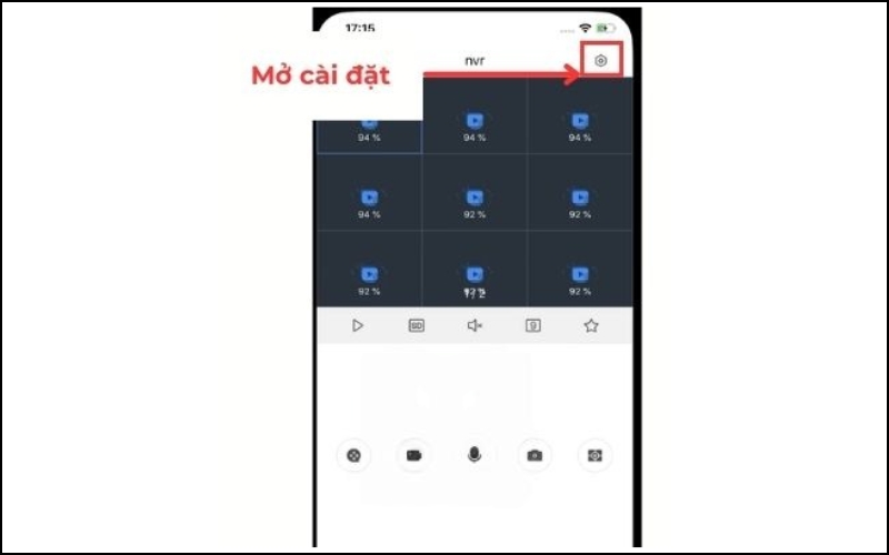 Nhấn vào biểu tượng “Cài đặt”