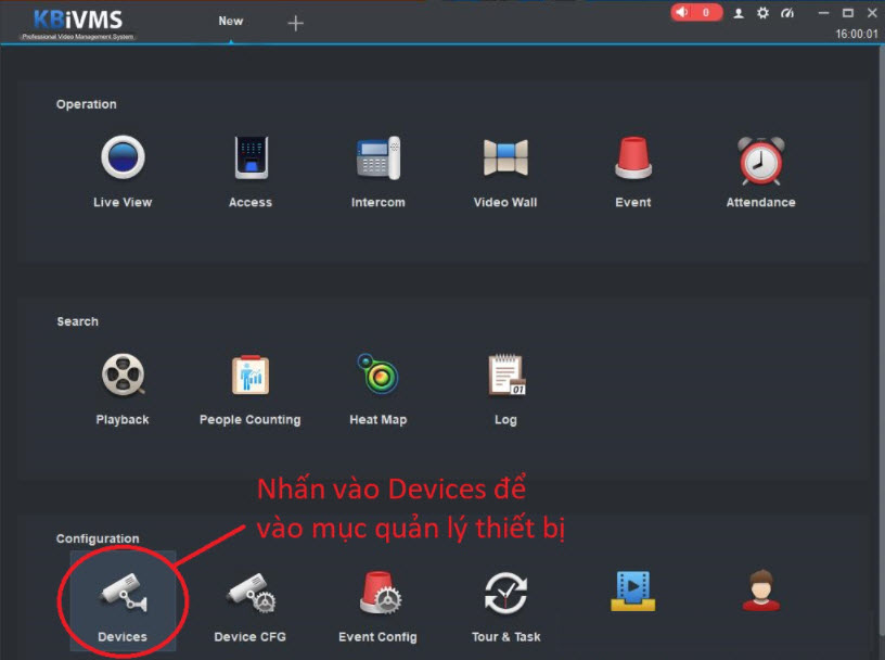 Truy cập vào mục Devices