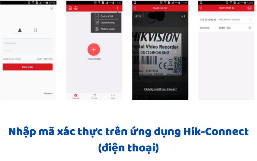 quét mã QR để thêm thiết bị vào ứng dụng Hik-Connect