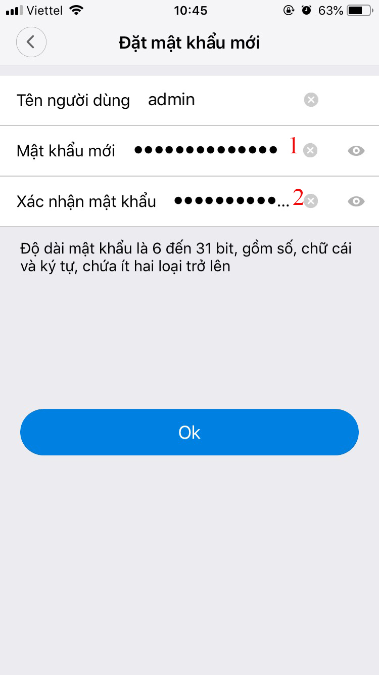 nhập mật khẩu rồi nhấn OK
