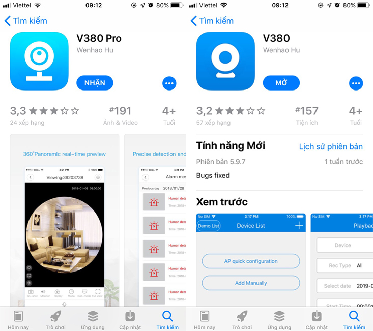 ứng dụng V380 và V380 Pro