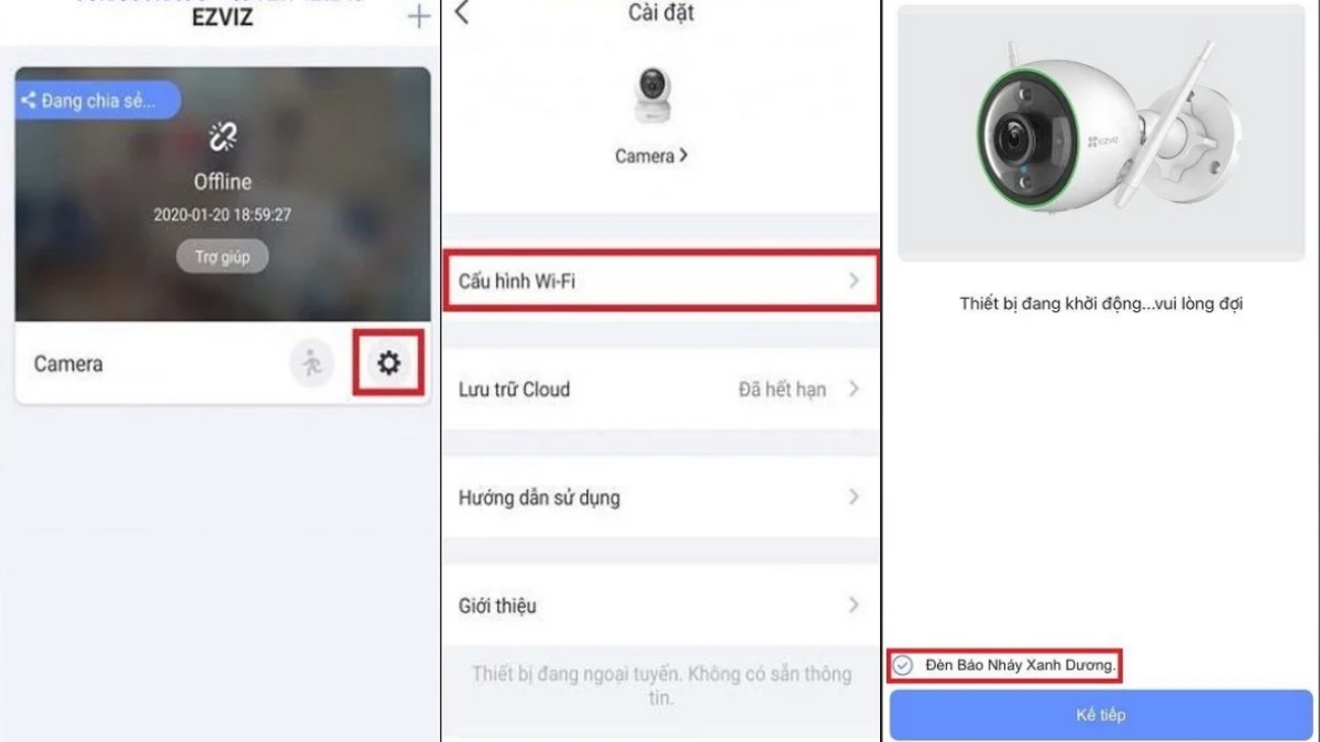 Vào Cài đặt > Chọn Cấu hình Wi-Fi > Nhấn Kế tiếp