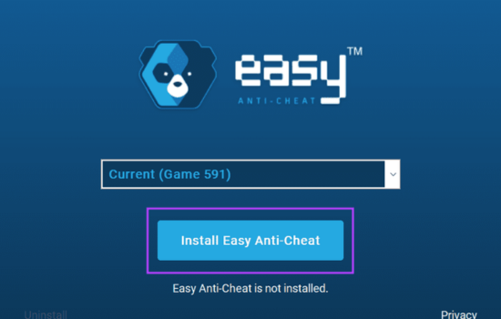 chọn game bị lỗi và nhấn Install Easy Anti-Cheat