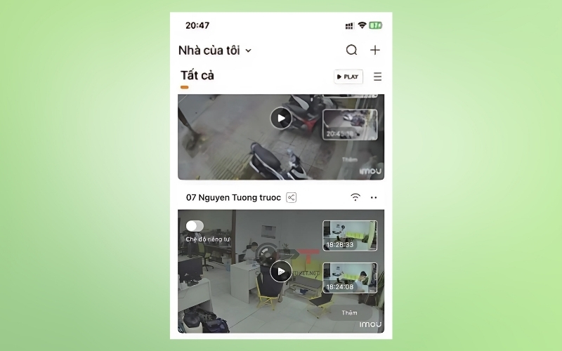 Bước 1: Mở app IMOU Life và chọn camera cần điều chỉnh