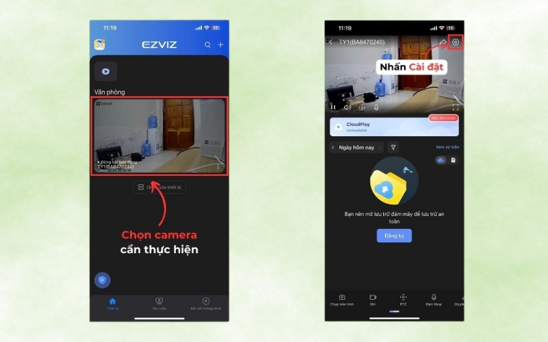 Tìm và chọn camera muốn tắt chế độ ngủ
