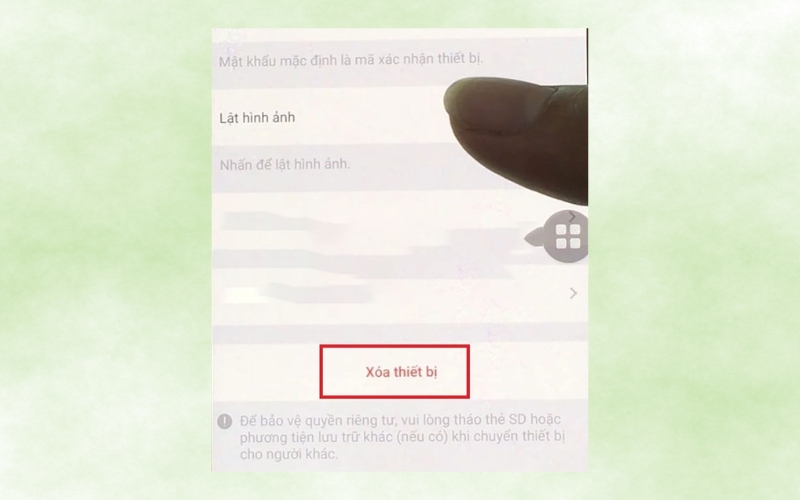 Chọn tùy chọn Xóa thiết bị