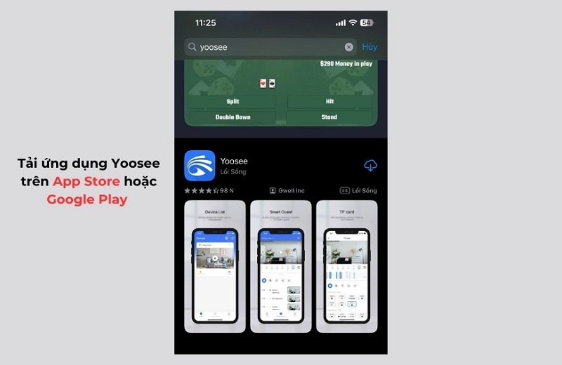 tải ứng dụng Yoosee từ Google Play Store hoặc App Store