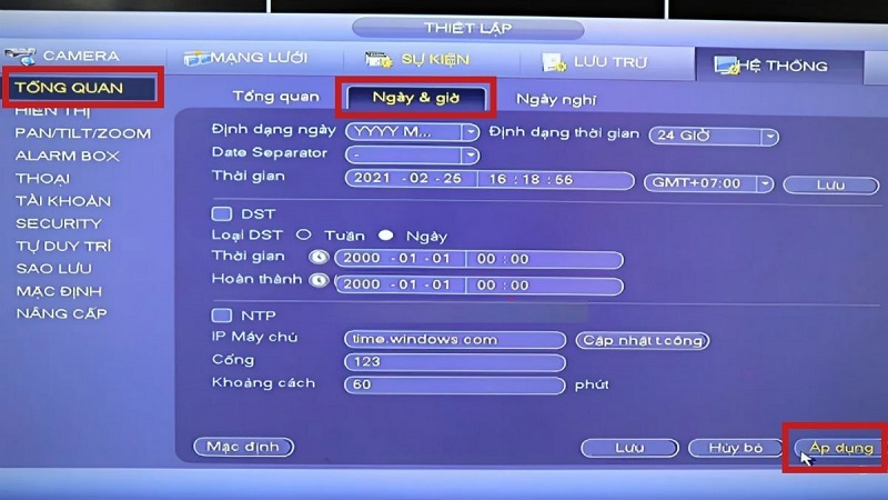 Nhấn vào mục Ngày & Giờ và tiến hành điều chỉnh