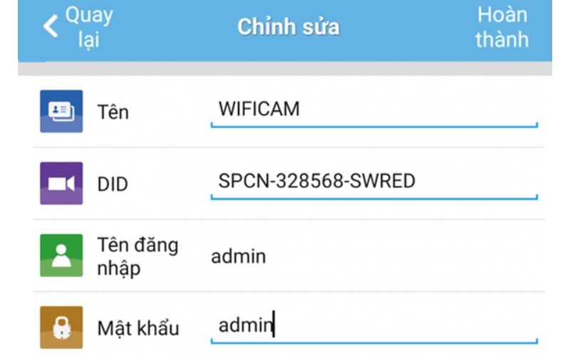 thêm camera vào ứng dụng bằng cách nhập thủ công