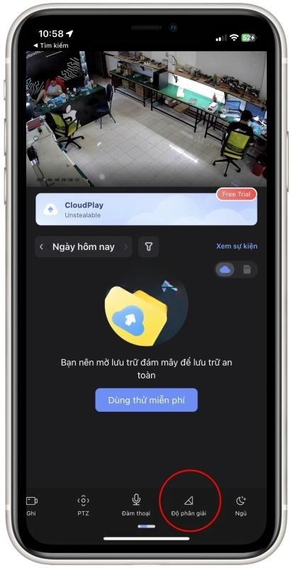 Thiết lập cài đặt độ phân giải hình ảnh trong ứng dụng Ezviz