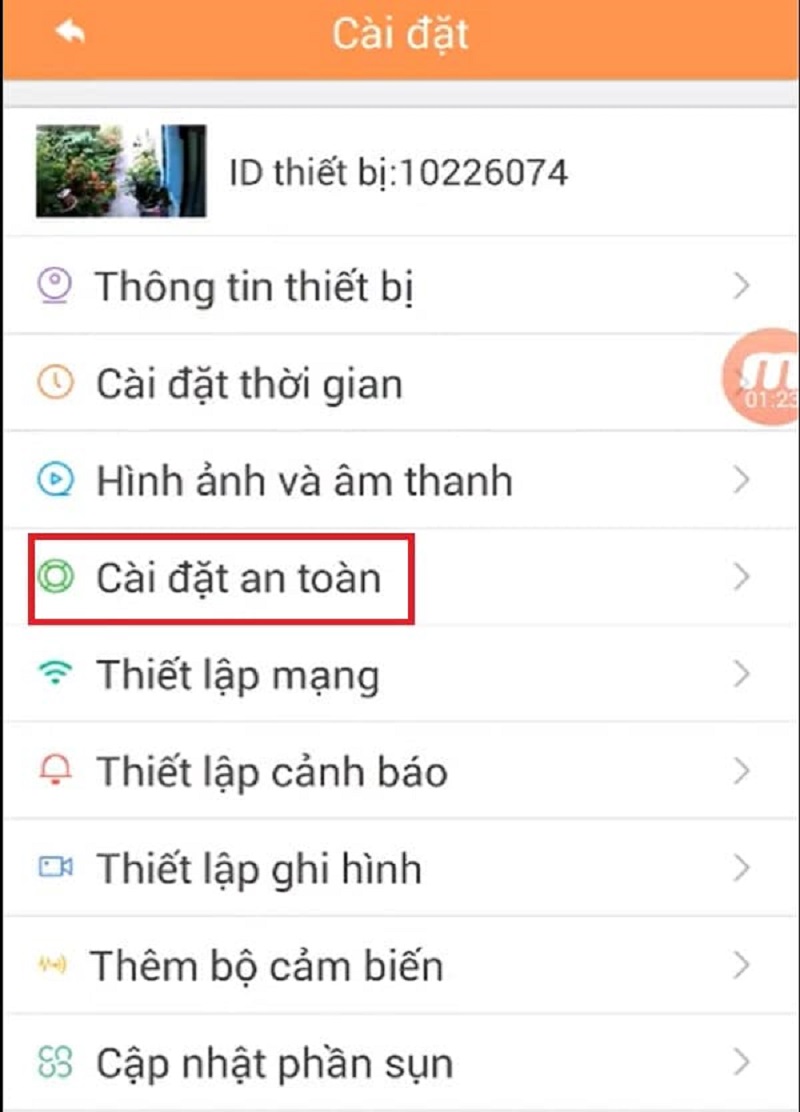 Kéo xuống và chọn mục “Cài đặt an toàn”