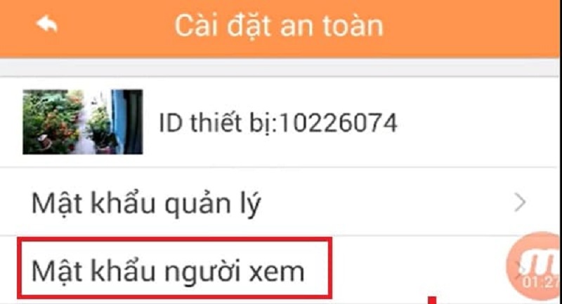 Chọn mục “Mật khẩu người xem”