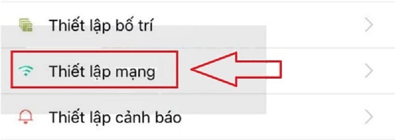 Chọn mục “Thiết lập mạng”