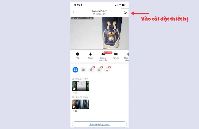 Nhấn vào biểu tượng Cài đặt