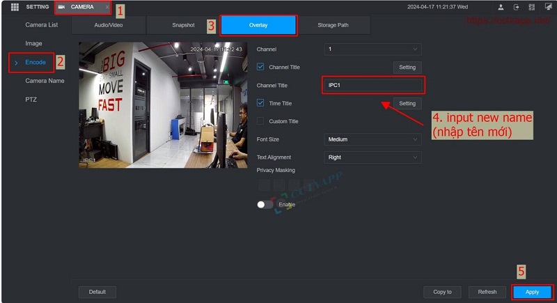 Thay đổi tên camera trên đầu ghi Dahua NVR/DVR