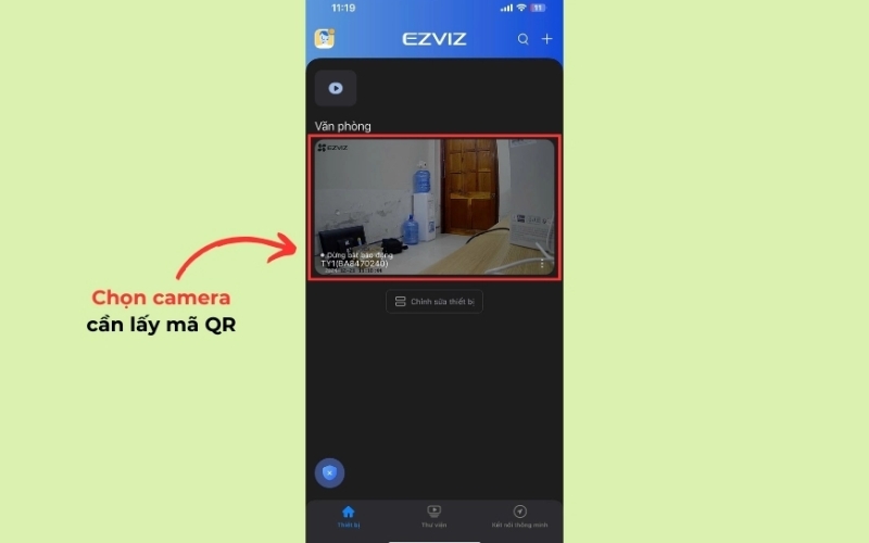 Chọn camera mà bạn muốn xem lại mã QR